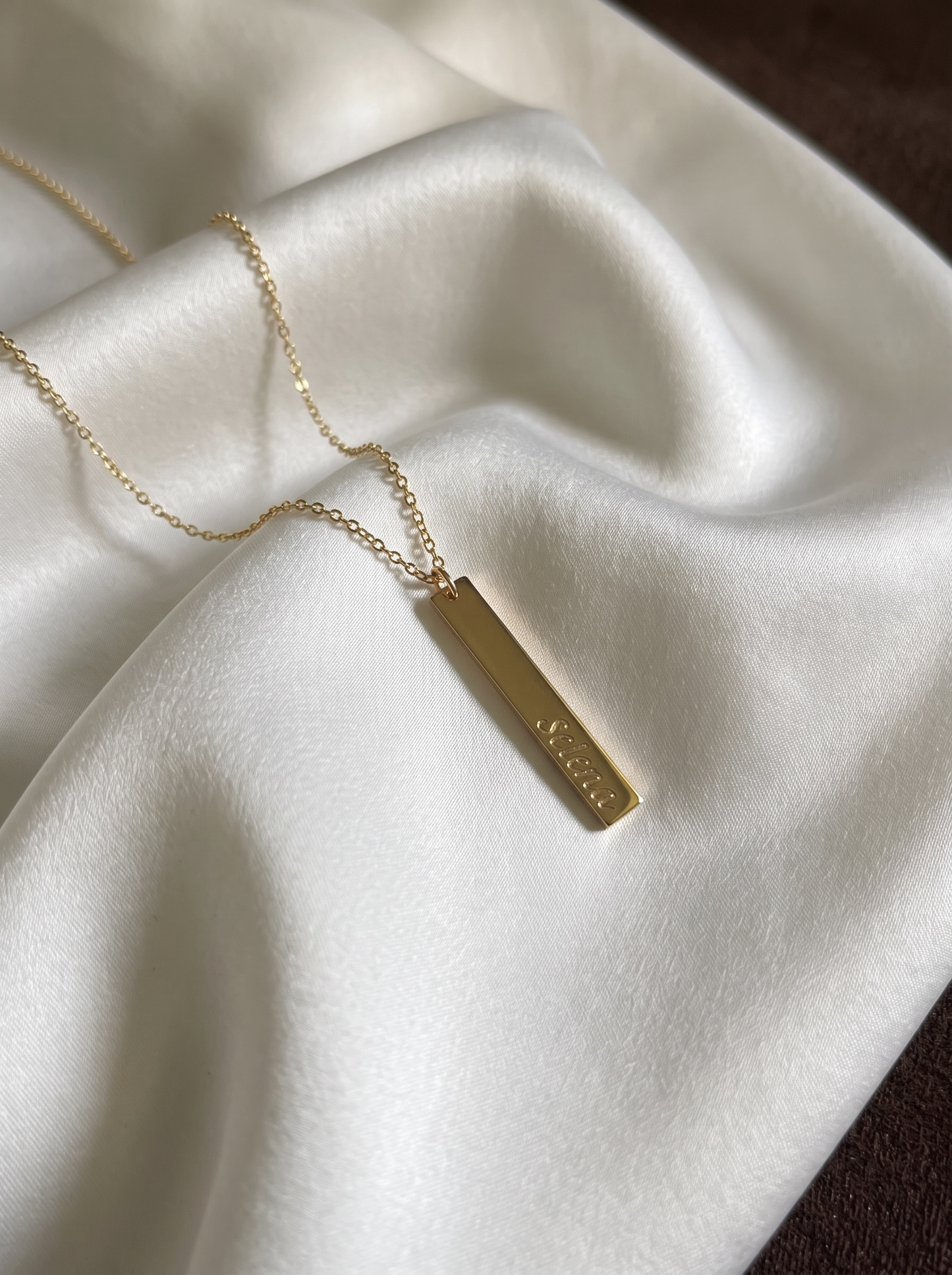 14k Gold Filled Bar Necklace with Custom Engraving