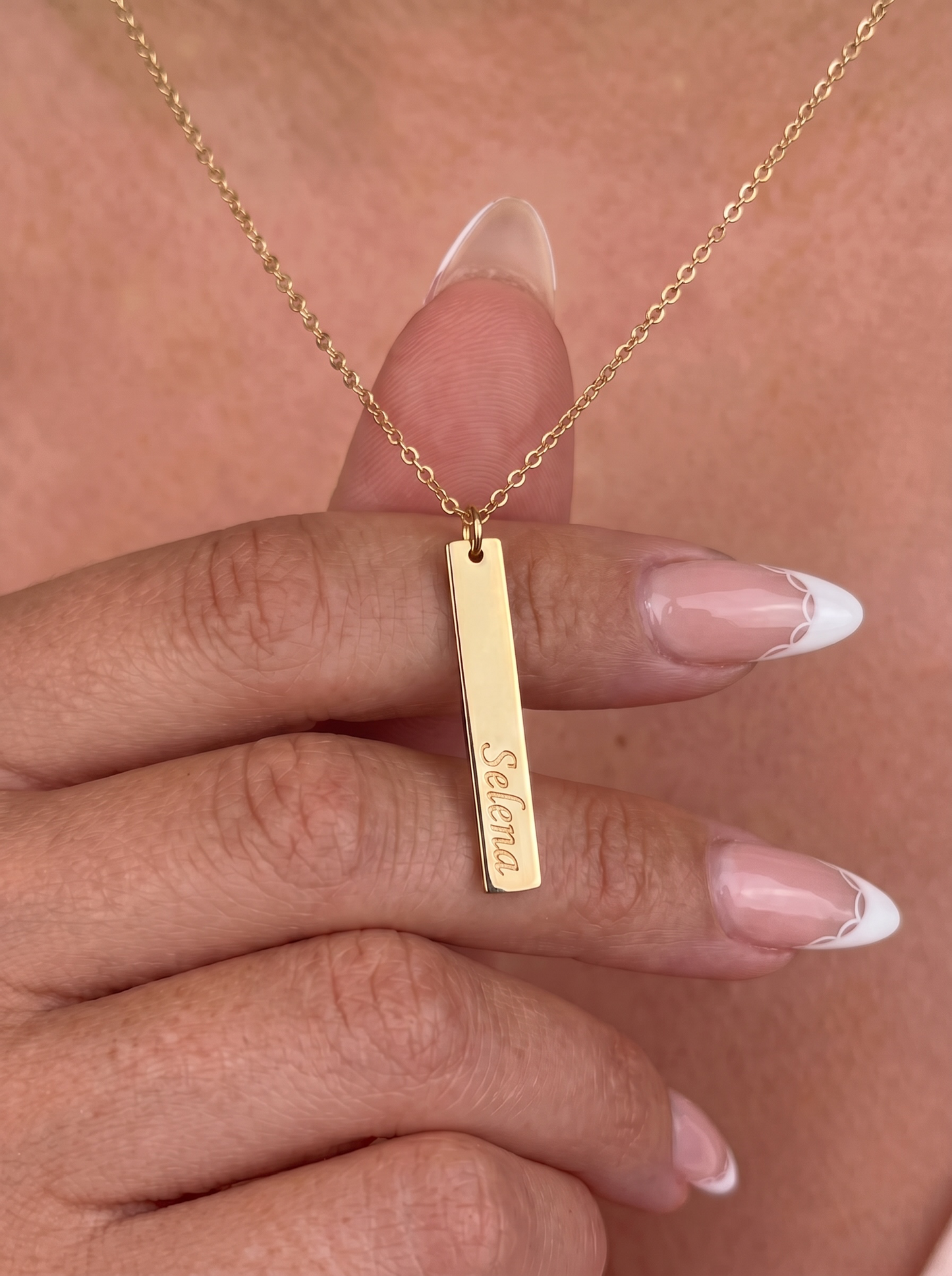 14k Gold Filled Bar Necklace with Custom Engraving