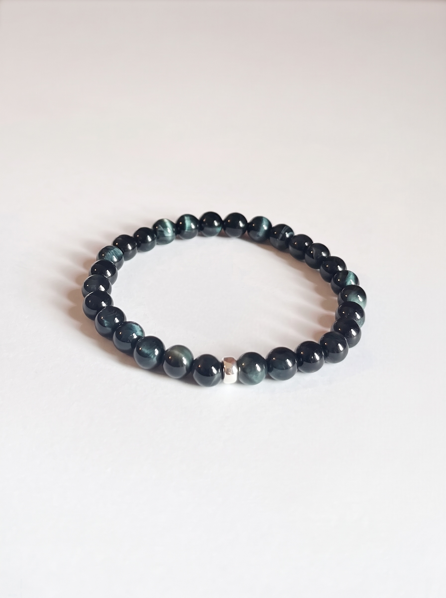 6mm Blue Tiger’s Eye Stretch Bracelet with Gold or Silver