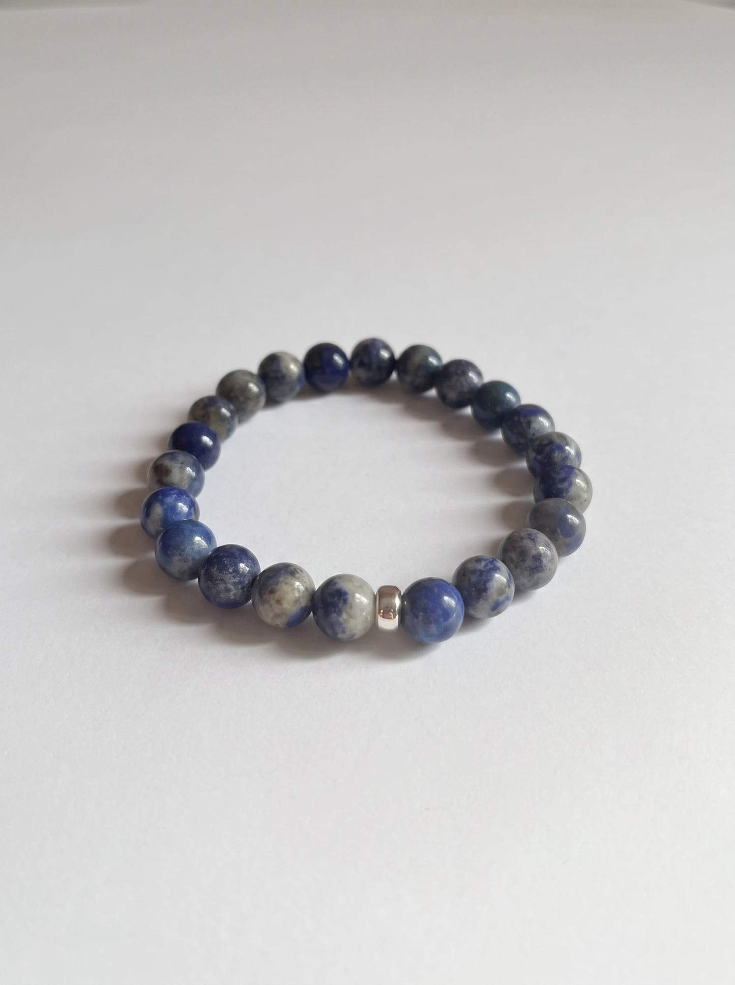 Lapis Lazuli Stretch Bracelet with Gold or Silver