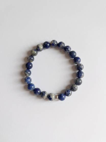 Lapis Lazuli Stretch Bracelet with Gold or Silver