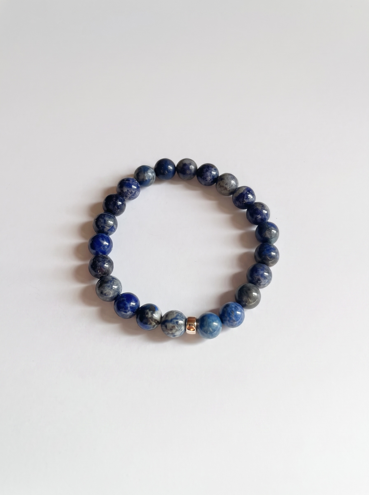 Lapis Lazuli Stretch Bracelet with Gold or Silver