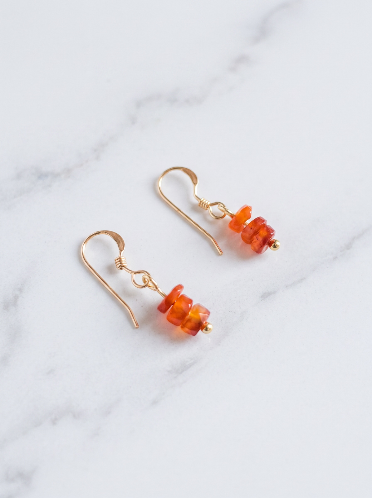 Faceted Heishi Carnelian Stack Drop Earrings