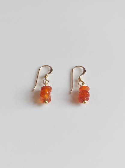 Faceted Heishi Carnelian Stack Drop Earrings