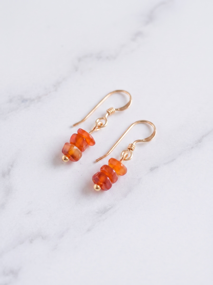 Faceted Heishi Carnelian Stack Drop Earrings