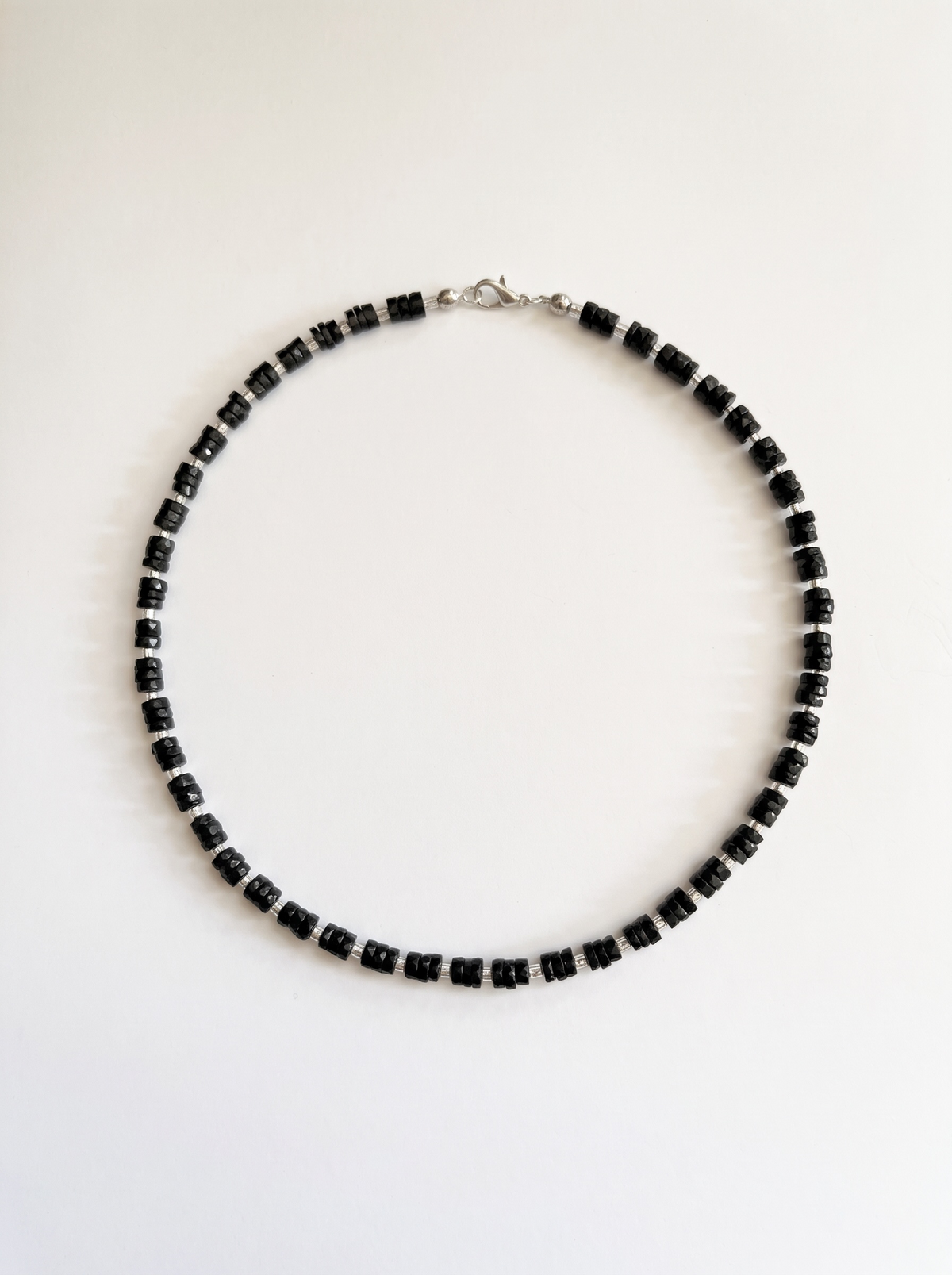 Black Onyx Heishi and Opal Necklace