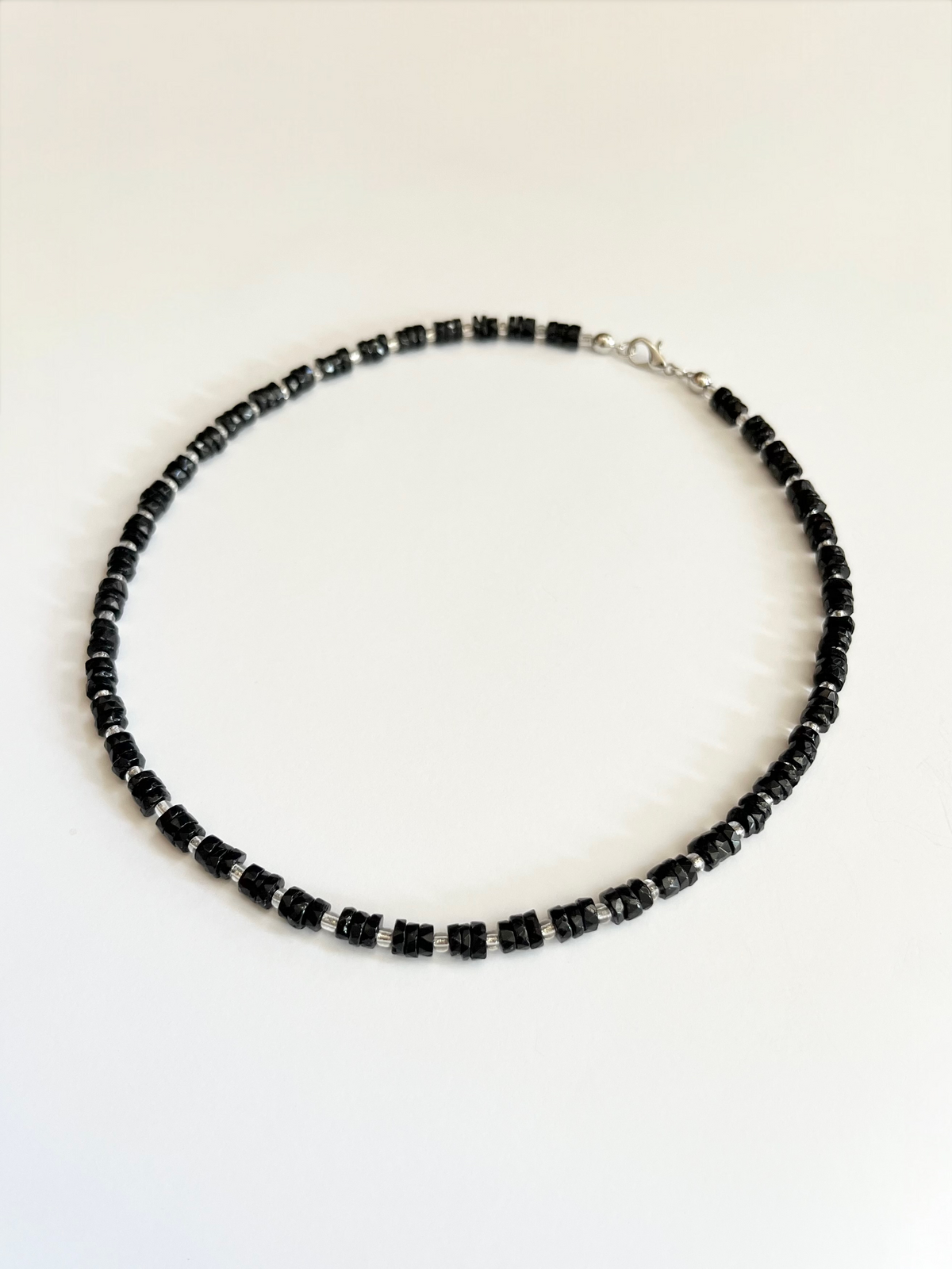 Black Onyx Heishi and Opal Necklace