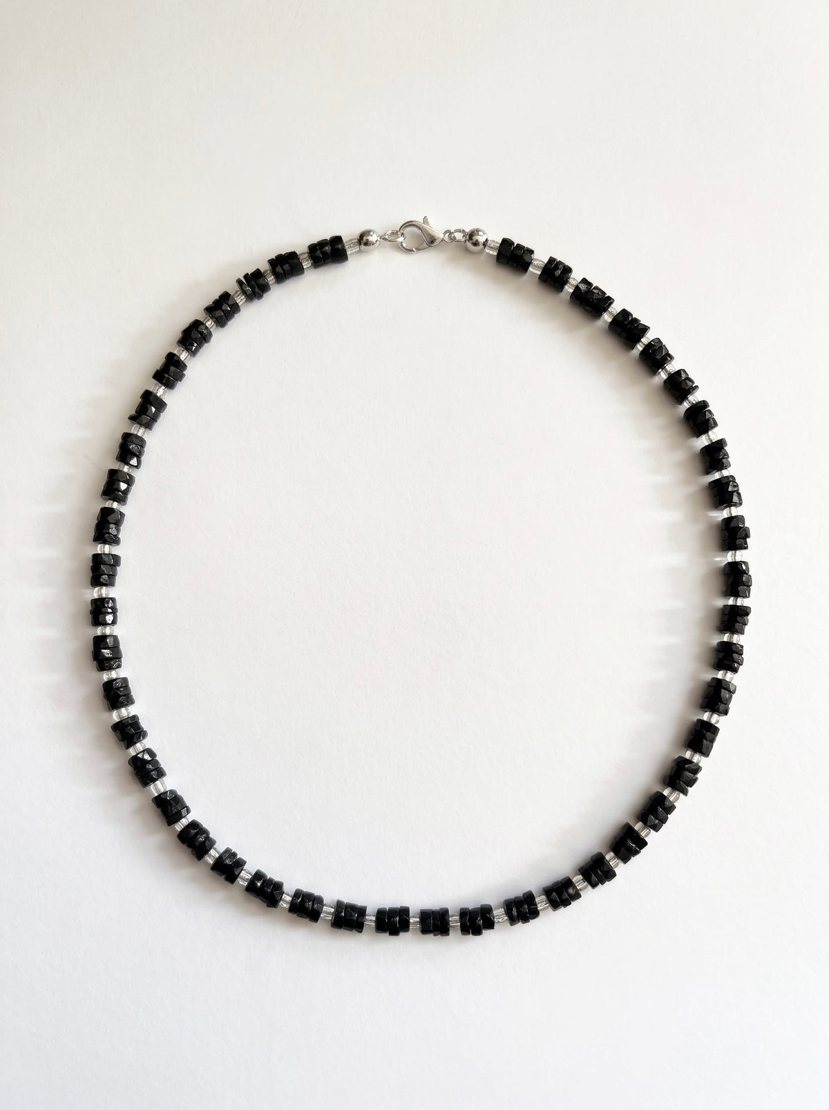 Black Onyx Heishi and Opal Necklace