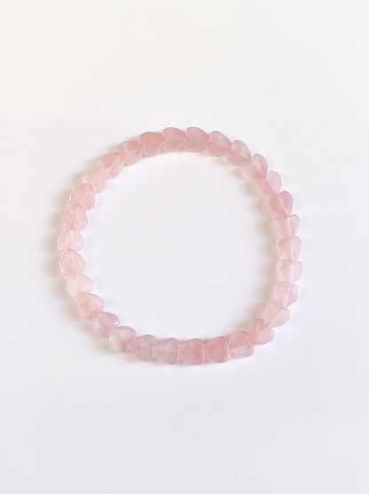 Heart Shaped Rose Quartz Stretch Bracelet