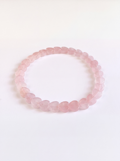 Heart Shaped Rose Quartz Stretch Bracelet