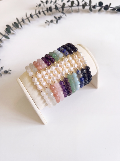 Gemstone + Pearl Stretch Bracelet