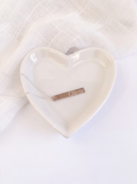 Sterling Silver Bar Necklace with Custom Engraving