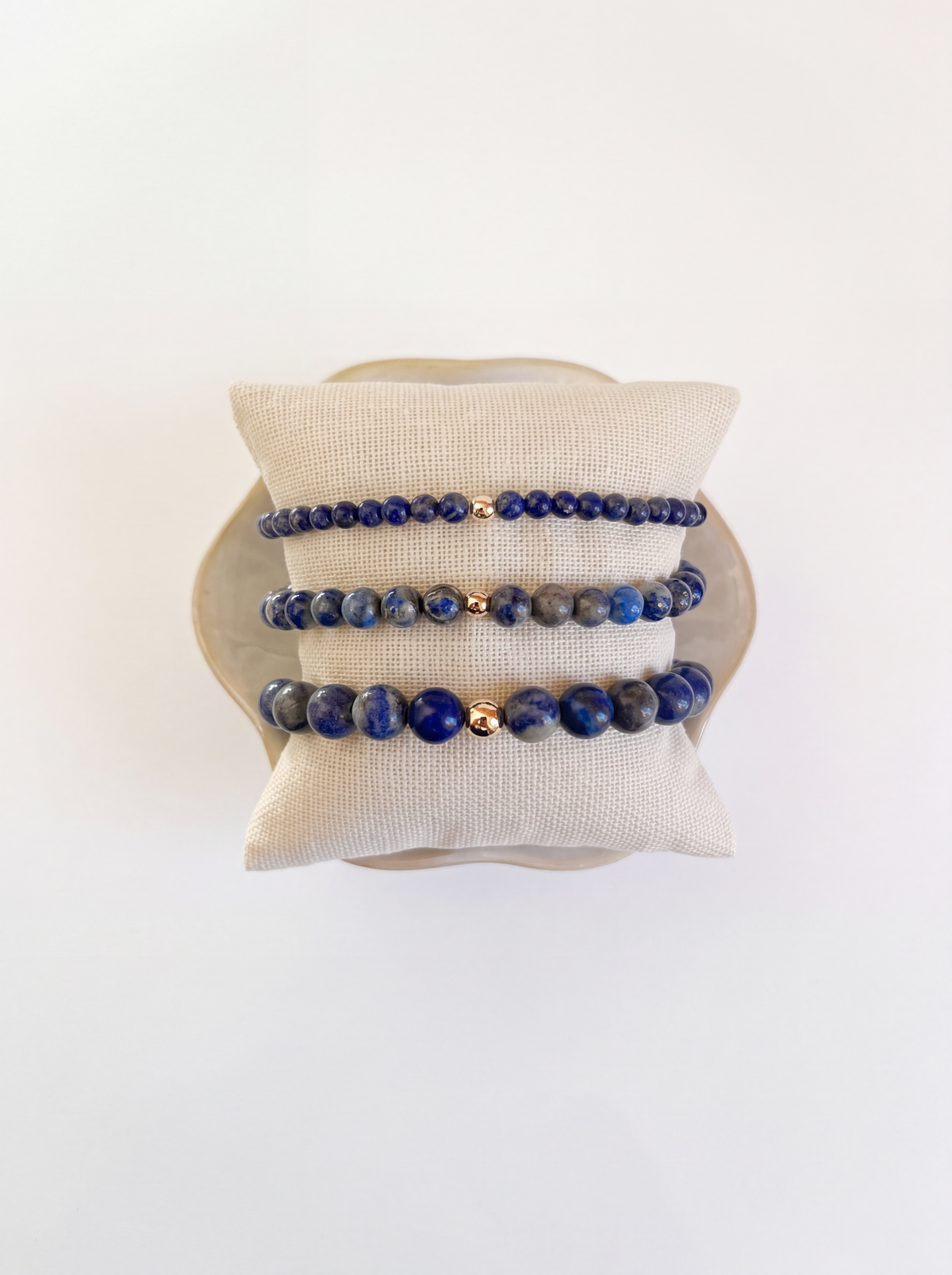 Lapis Stretch Bracelet with Gold or Silver (4mm, 6mm, 8mm)