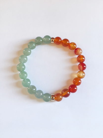 Carnelian + Green Aventurine Stretch Bracelet