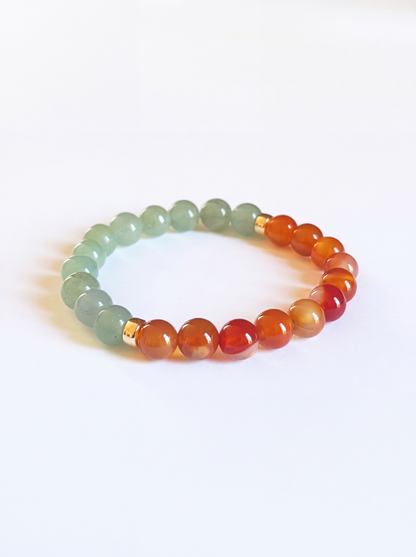 Carnelian + Green Aventurine Stretch Bracelet