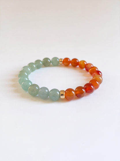 Carnelian + Green Aventurine Stretch Bracelet