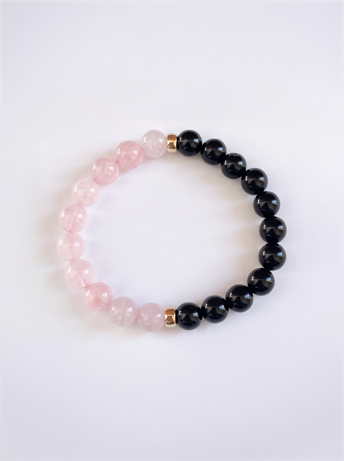 Black Onyx + Rose Quartz Stretch Bracelet