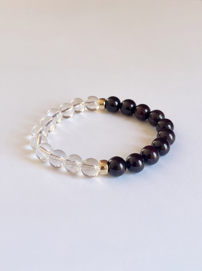 Clear Quartz + Garnet Stretch Bracelet