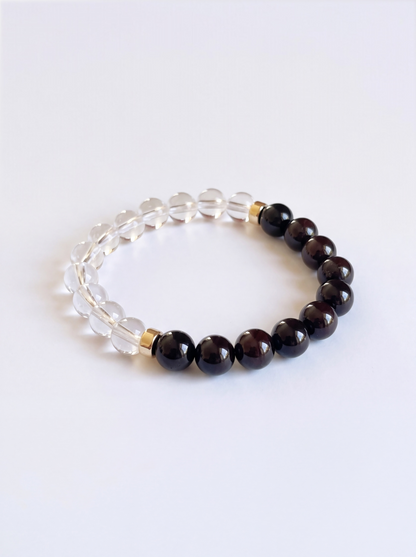 Clear Quartz + Garnet Stretch Bracelet