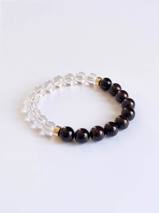 Clear Quartz + Garnet Stretch Bracelet