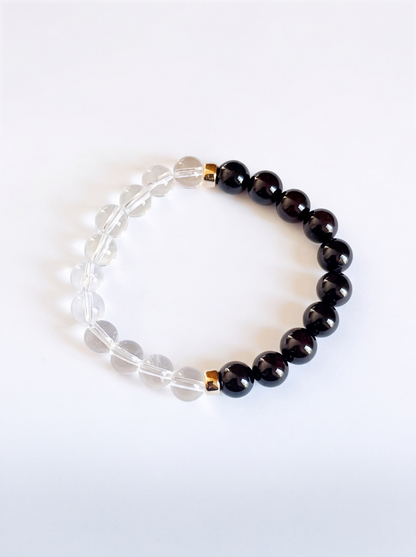 Clear Quartz + Garnet Stretch Bracelet