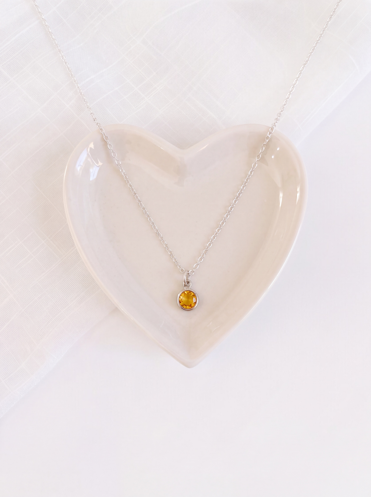 November - Topaz, Swarovski Birth Month Necklace