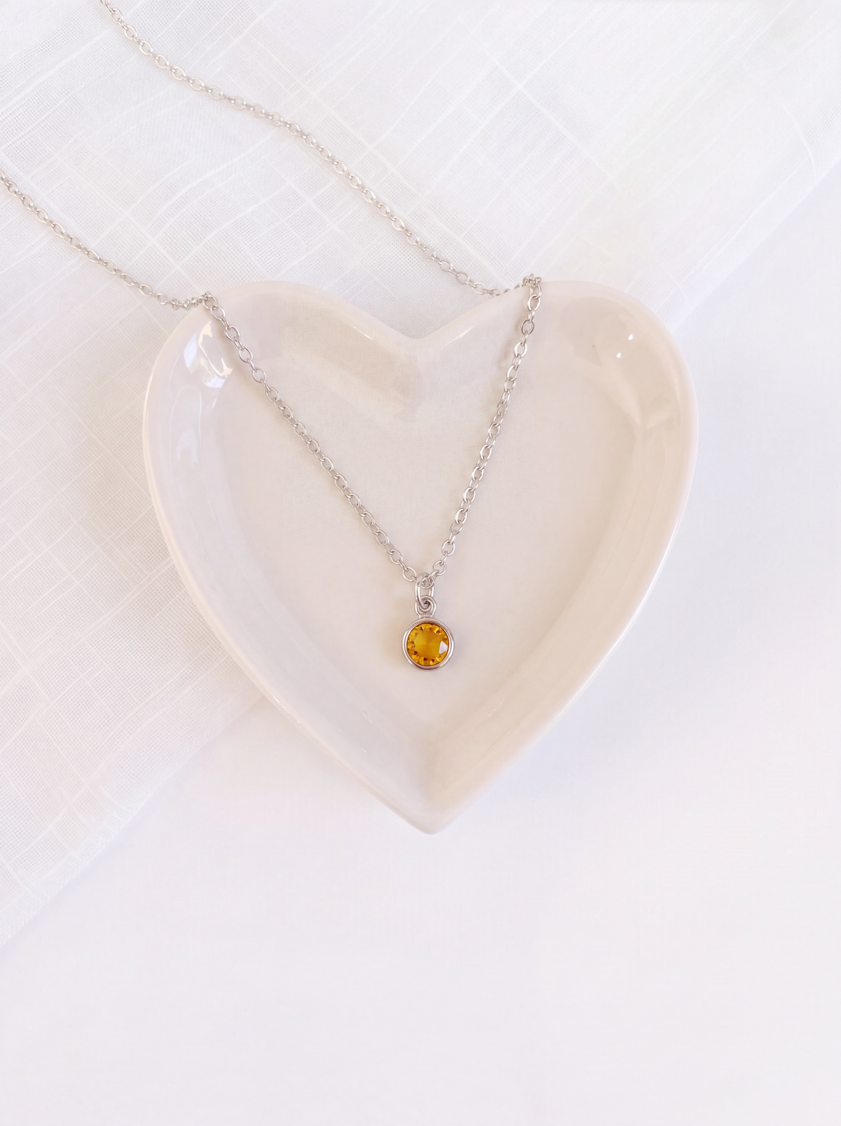 November - Topaz, Swarovski Birth Month Necklace
