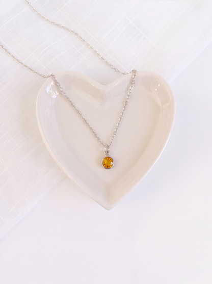 November - Topaz, Swarovski Birth Month Necklace
