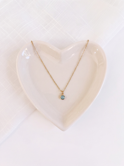 March - Aquamarine, Swarovski Birth Month Necklace
