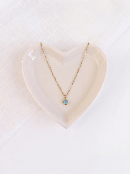 March - Aquamarine, Swarovski Birth Month Necklace
