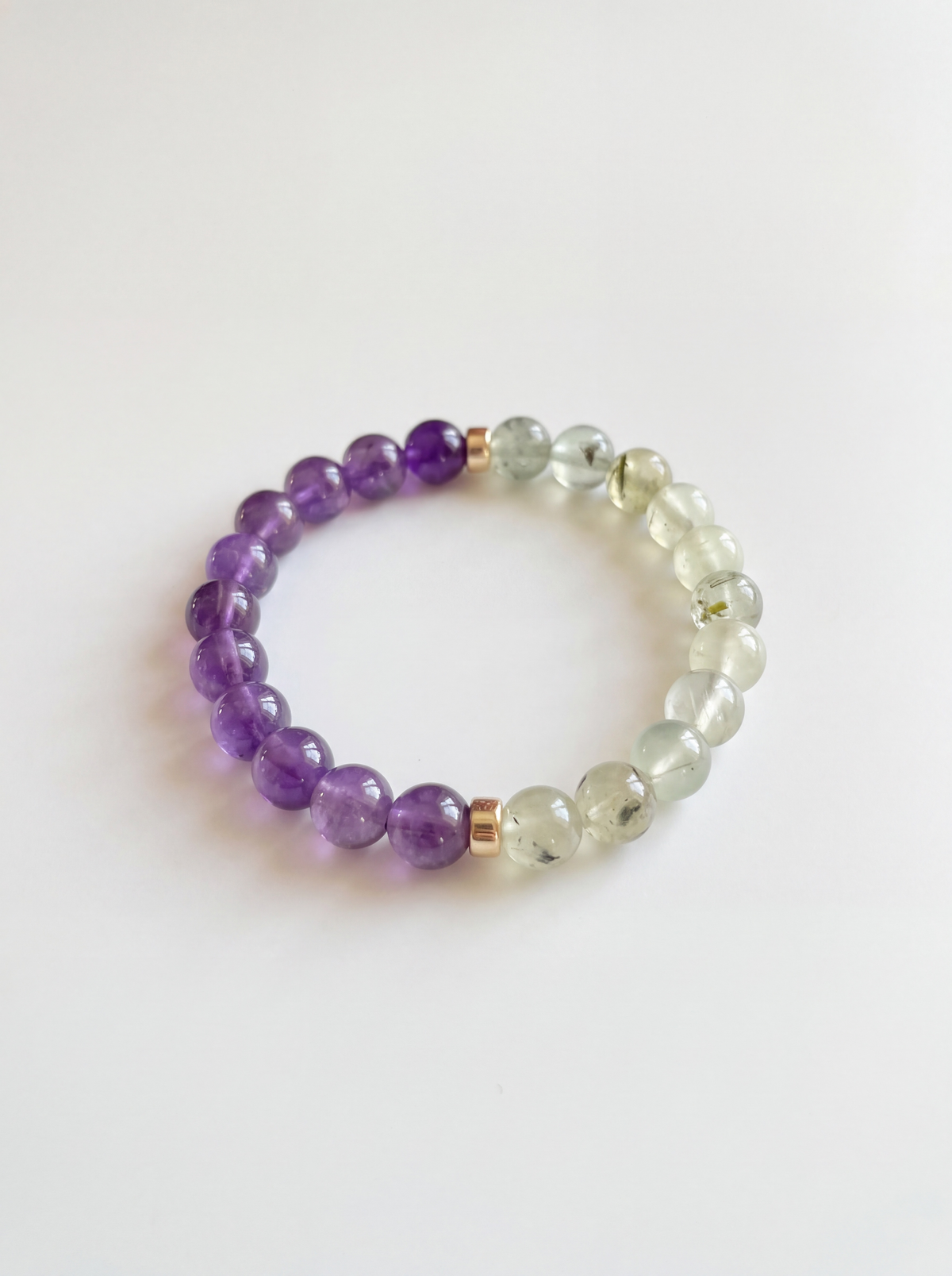Amethyst + Prehnite Stretch Bracelet
