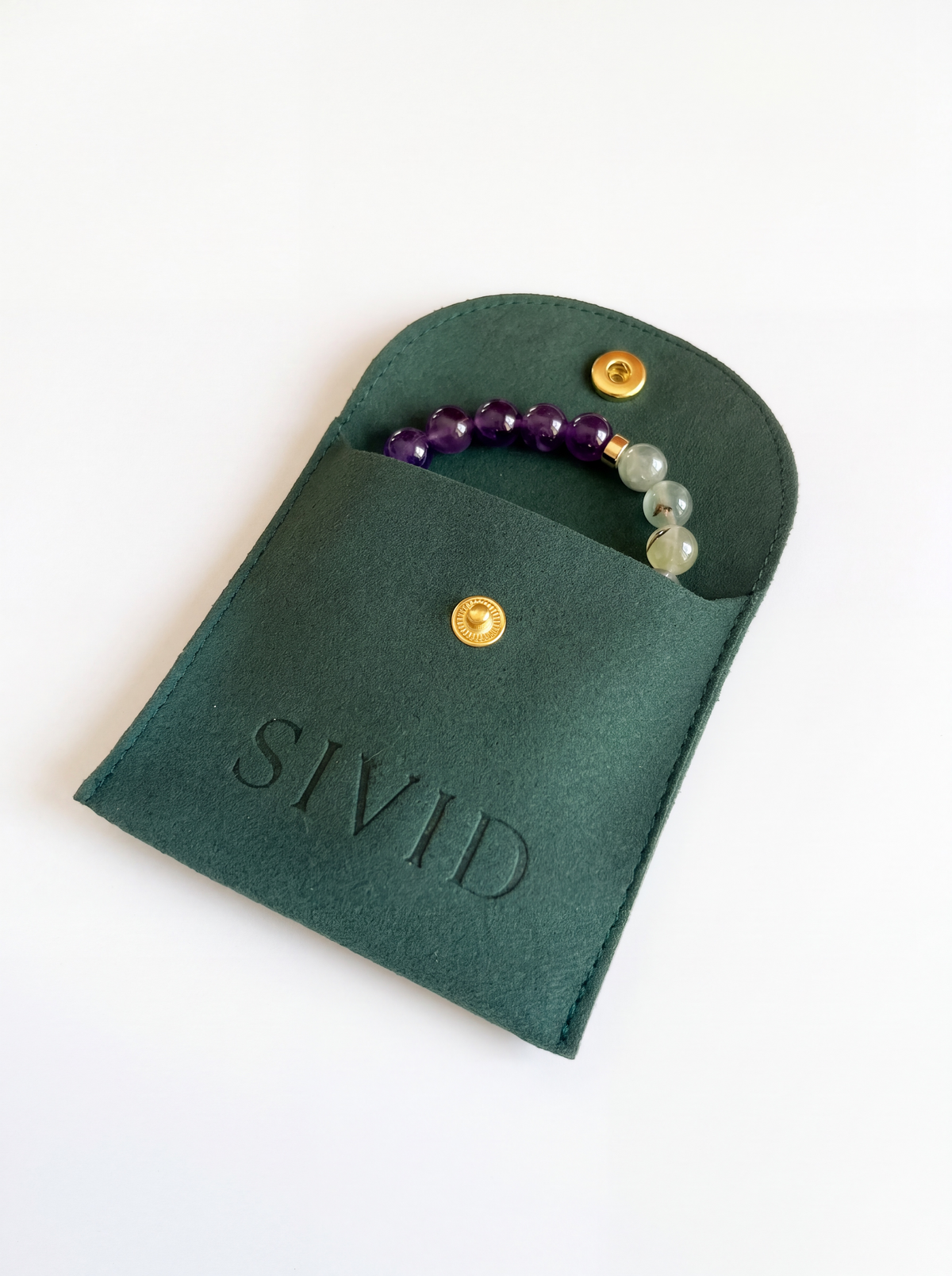 Amethyst + Prehnite Stretch Bracelet