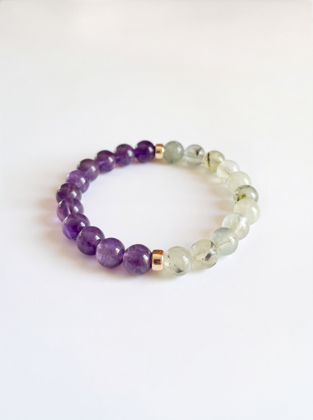 Amethyst + Prehnite Stretch Bracelet