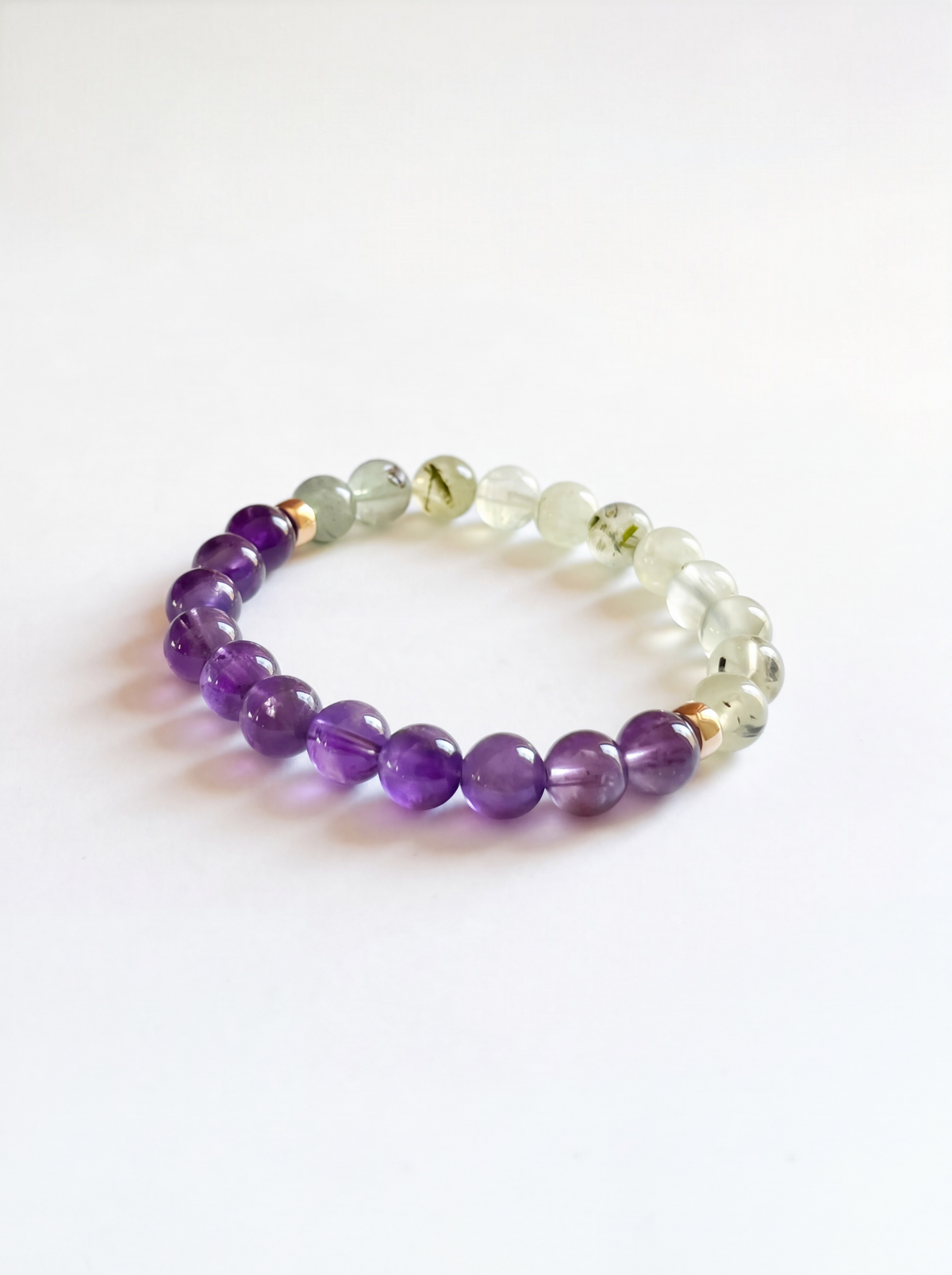 Amethyst + Prehnite Stretch Bracelet