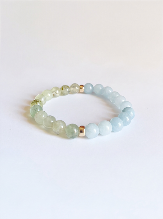 Aquamarine + Prehnite Stretch Bracelet