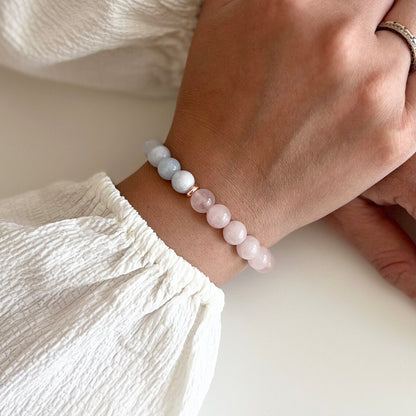 Aquamarine + Rose Quartz Stretch Bracelet