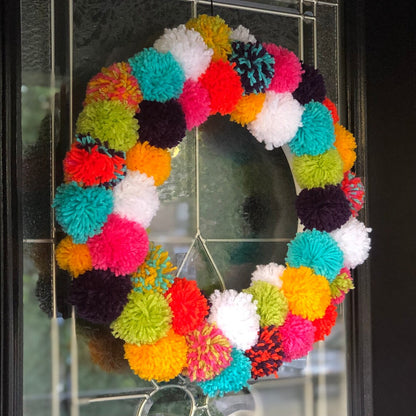 Colourful Pompom Wreath