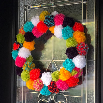 Colourful Pompom Wreath