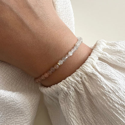 Moonstone + Sunstone Stretch Bracelet