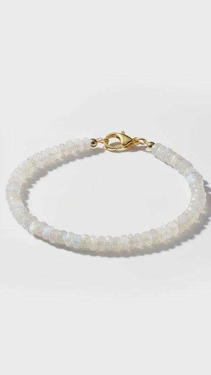 Adjustable 6mm Faceted Rainbow Moonstone Bracelet