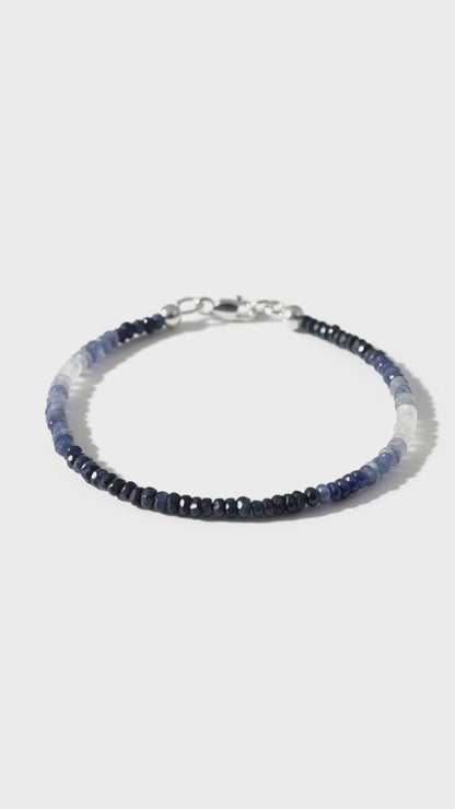 Adjustable Faceted Blue Sapphire Bracelet