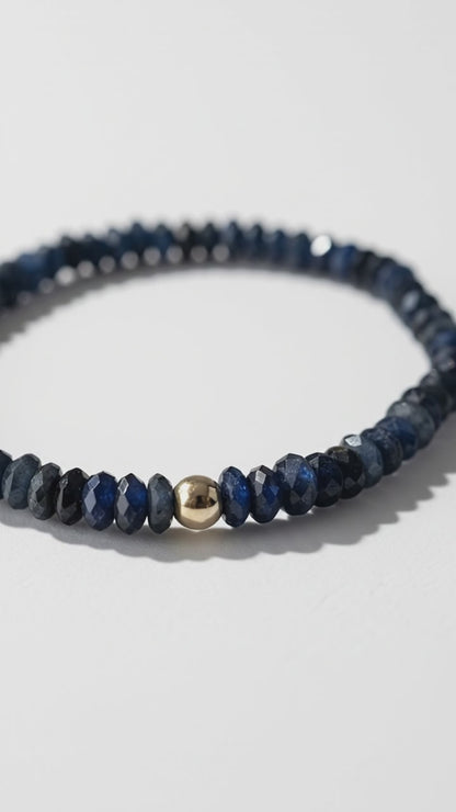 Faceted Dark Kyanite Stretch Bracelet