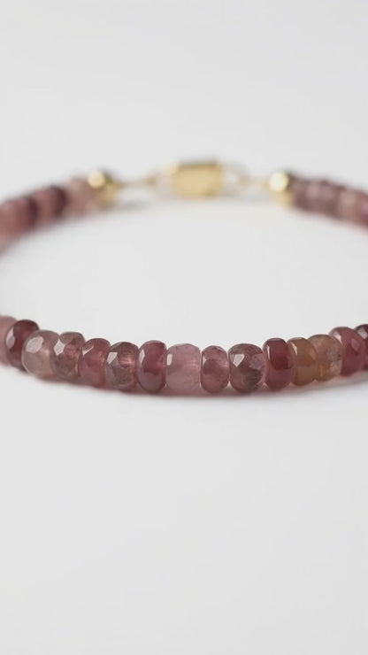Adjustable Faceted Pink Tourmaline Bracelet