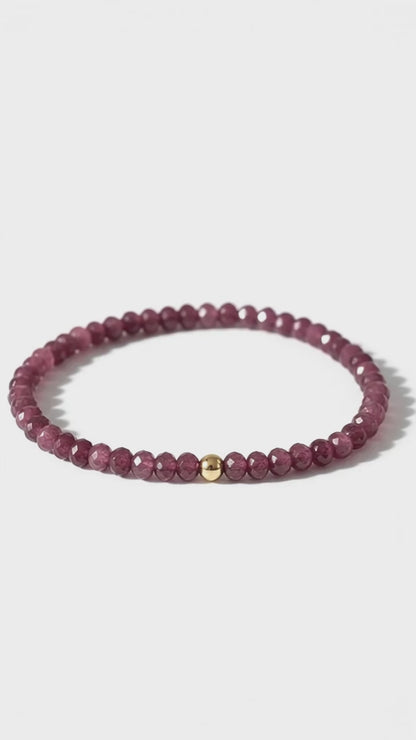 Faceted Magenta Jade Stretch Bracelet