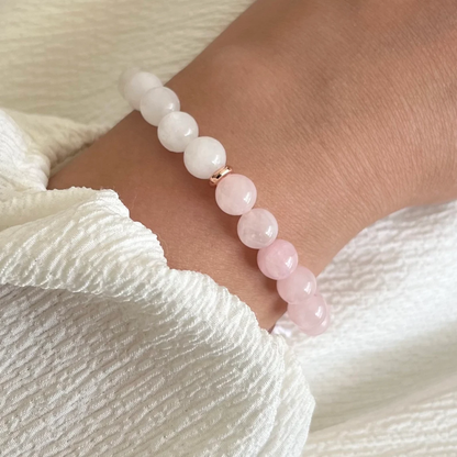 Rose Quartz + White Jade Stretch Bracelet